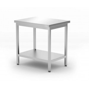 Work Table with Shelf, Central, Stainless Steel, 800x600x850mm